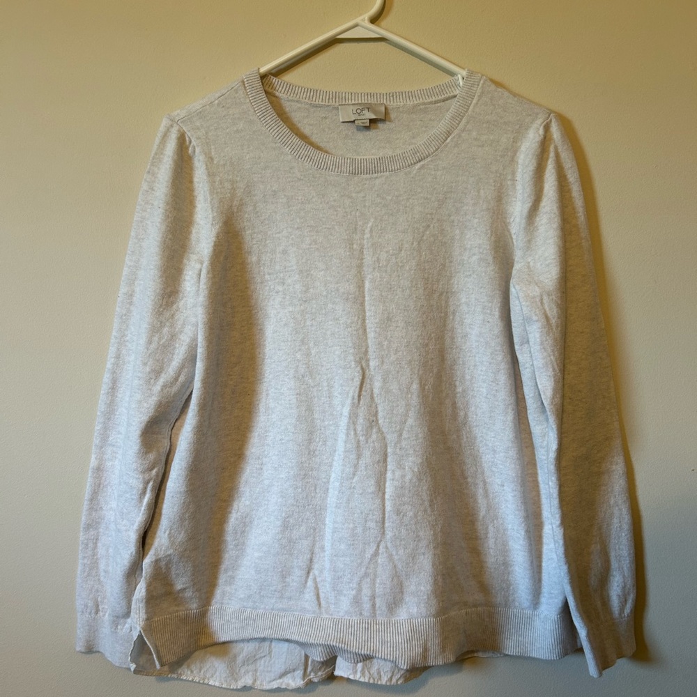 LOFT Cream Crew Neck Sweater